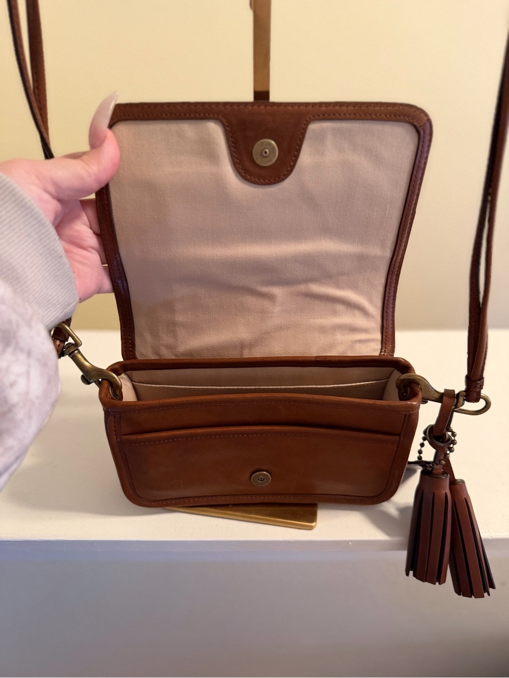 Coach limited edition archival Studded Brown Leather Crossbody - Picture 2 of 6
